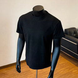 Black Slim-Fit Short-Sleeve Men's Summer American High-Street Regular Shoulder T-Shirt, Cleanfit, High-End, Cool and Stylish Half-Sleeve