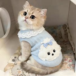 Cat Clothes for Autumn and Winter, New Style Brushed Cotton, Casual Puppy Vest with Leash Buckle, Ragdoll, Golden Shaded, Anti-Shedding