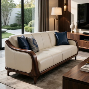 
New Chinese style black walnut straight-row sofa Song style aesthetic office Zen villa wabi-sabi style high-end furniture