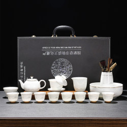 Kung Fu Tea Set 2025 New Model White Porcelain Teapot with Floating Lid, Tea Cup, High-End Light Luxury for Home Use, Dedicated for Tea Brewing