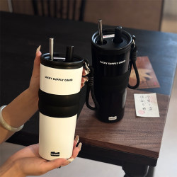 High-Appearance Thermos Cup with Ceramic Coating, Large Capacity Ice-Retaining Water Cup for Men, New Portable Cup for Women