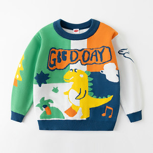 
Boys sweater knitted sweater autumn and winter children's tops children's clothing cartoon dinosaur base sweater pullover baby thread
