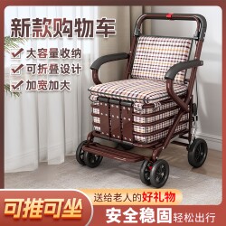 Elderly People's Stroller Can Be Used for Sitting and Pushing, Is Lightweight, Specifically Designed for Grocery Shopping, Aids Walking, Is Foldable, Portable for Outings, and Is Suitable for Those with Limited Mobility