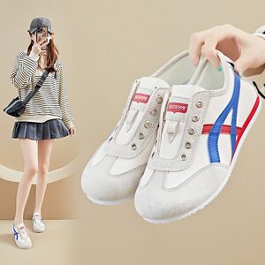 
Chen Xiaoliu [One-legged leather canvas training] new soft-soled lazy sneakers versatile casual shoes women's shoes