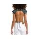 isabel marant women's shirt denim stand collar top short sleeves backless casual