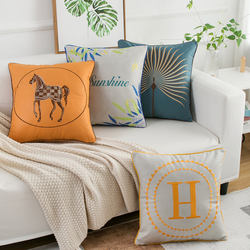 Tech Fabric Orange Light Luxury Embroidered Pillowcase Without Insert Square Nordic Style Sofa Cushion Living Room Pillow