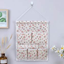 Trendy Fabric Hanging Bag for Door or Wall, Cotton and Linen Storage Bag, Multi-Layer Organizer for Wardrobe, Dormitory Storage Essential