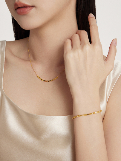 Chow Tai Fook Gold Necklace - Square Beads - F229085