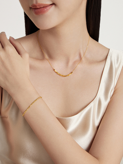 Chow Tai Fook Gold Necklace - Square Beads - F229085