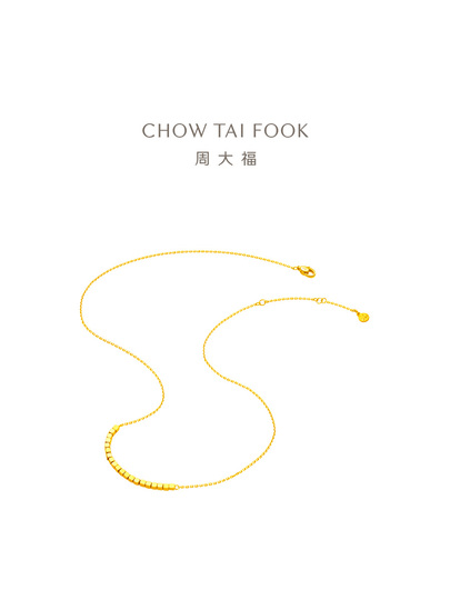 CHOW TAI FOOK ゴールド ネックレス 約50cm Chow Tai Fook Gold Necklace - Square Beads - F229085