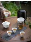 bình trà giữ nhiệt Đức Hóa sứ trắng du lịch trà đơn giản 1 bát 4 ly ngoài trời phủ bát di động nhanh chóng cốc logo tùy biến bình ủ trà sữa Trà sứ