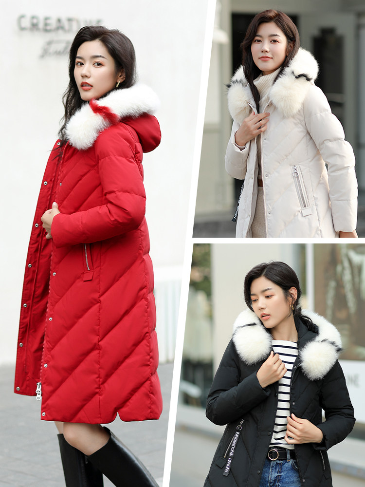 冰洁 中长款狐狸毛领连帽 女式羽绒服 天猫优惠券折后¥279包邮(¥639-360)4色可选