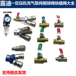 Oil-Free Air Compressor Small Air Pump Pure Copper Ball Valve Oil-Water Separator Quick Connector Air Outlet Valve Imperial 234-Way