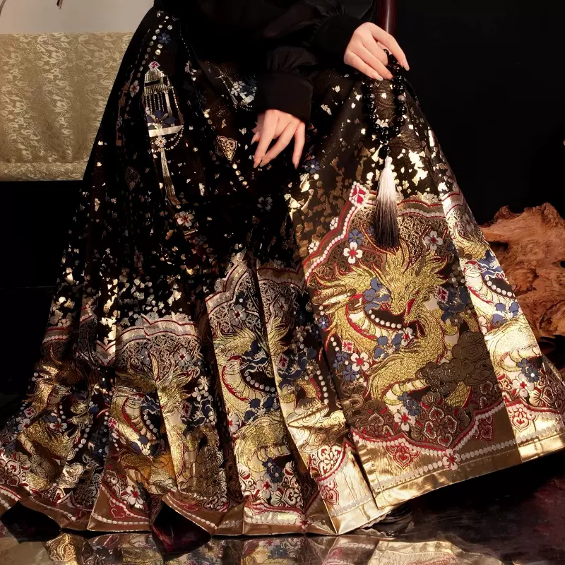 新品 漢服 马面裙 織金 鳳凰刺繍 馬面裙 スカート 結婚式 入学卒業式 誕生日 エレガントな刺繍入り馬面裙セット – ezcoser