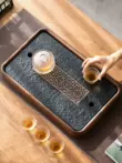mẫu đĩa gỗ đẹp Gỗ nguyên khối đá vàng đen nhỏ khay trà phong cách Trung Hoa hộ gia đình đơn giản bàn trà lưu trữ nước loại thoát nước hai mục đích khay nhỏ trà biển đũa gỗ cẩm lai Tấm