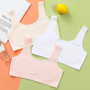 
2026 New Developmental Girls Bra Middle and High School Students Older Girls Underwear Tube Top Seamless Ice Silk Vest
