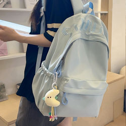 Embroidered Schoolbag for Junior High School Girls 2026 New Style Simple Niche High School Student Backpack Large Capacity Solid Color Backpack for Men
