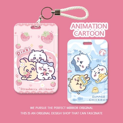 Cute Jiikawa Card Holder for Student Campus Cards, Meal Cards, Id Cards, and Transportation Cards with Neck Strap