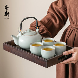 2025 New Model Ru Kiln Kung Fu Tea Set for Home Use, Personal Use, Ceramic Teapot and Teacups Complete Set