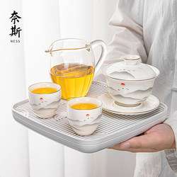2025 New Model White Jade Porcelain Gaiwan Tea Set for Home Use, Set for 0.05kg People to Drink Chinese Kung Fu Tea