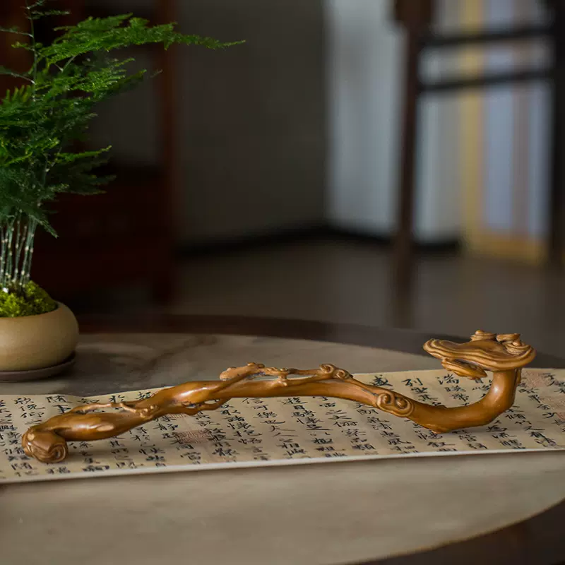 清代黄杨木透雕灵芝纹如意文玩古董收藏客厅办公室如意招财摆件-Taobao