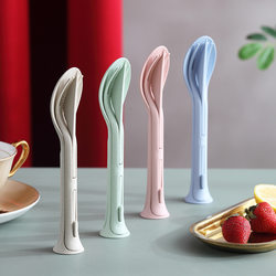 Household Three-Piece Fork, Spoon and Knife Set for Adults and Children, Convenient Building Block Adult Tableware Set