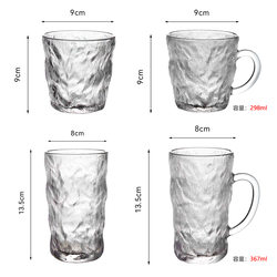 Glass Cup with Handle, High Temperature Resistant, Glacier Pattern Mug, Popular Restaurant Drinking Cup, Tea Cup, Beer Coffee Cup