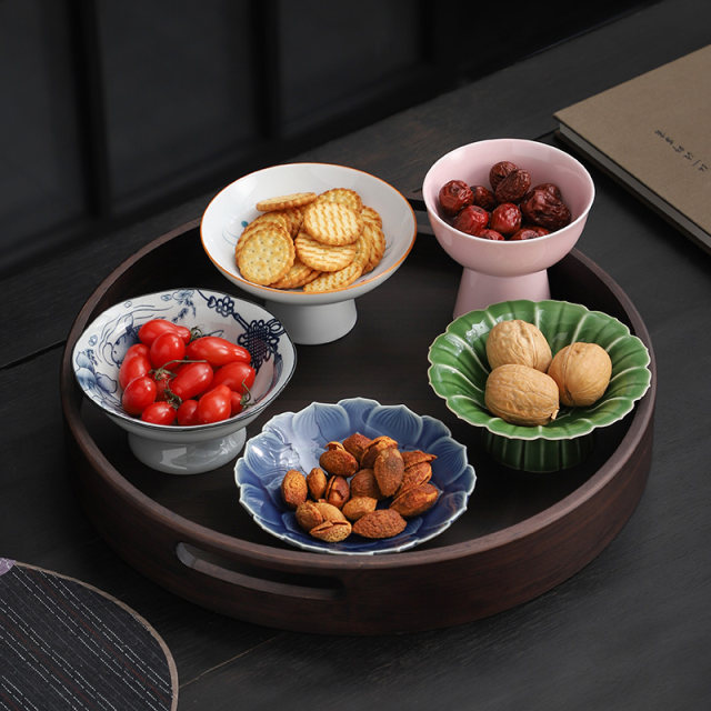 Japanese Snack Plate, Afternoon Tea Snack Plate, Tea Tray, Bamboo Tray, Exquisite Small Fruit Plate, Snack Dish, Ceramic