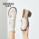 Gomeqi's new spring 2025 women's shoes British style two-wear loafers women's patent leather shallow mouth thick heels