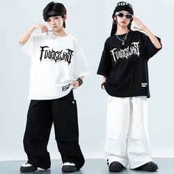Children's Hip-Hop Outfit for Boys, Summer Hip-Hop Korean Style Long-Sleeved Pants, Kids' Hip-Hop Clothing for Boys, Trendy Street Dance Clothes