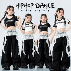 Girls' Jazz Dance Clothing Short-Sleeved Kidsren's Performance Clothing Girls' Street Dance Suit Hiphop Hip-Hop Dance Practice Clothing
