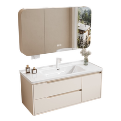 New bathroom cabinet ceramic integrated basin cream style bathroom washbasin cabinet combination washbasin washstand