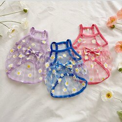 ins Cat and Dog Mesh Daisy Mesh Vest Teddy Bichon Corgi Small and Medium-Sized Dog Pet Clothes Spring and Summer Style