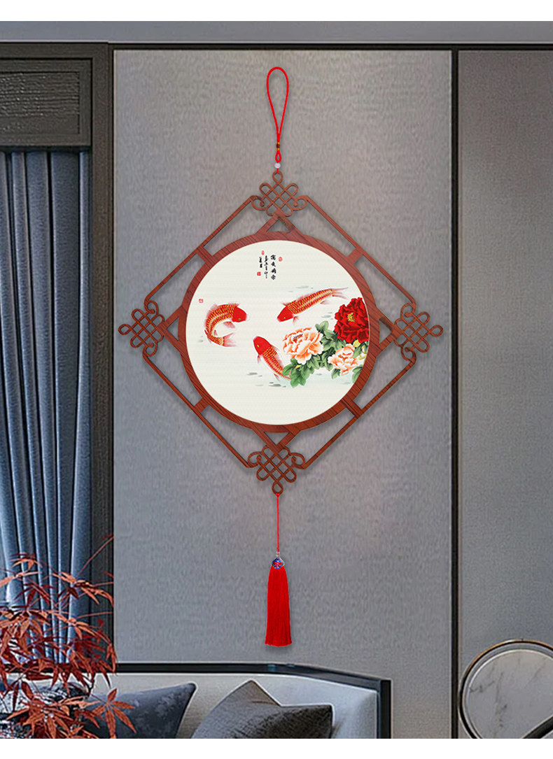 牡丹と中国結びの壁飾り - Lu shidi Zgj631