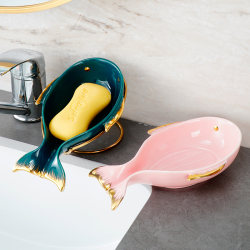 Light luxury ceramic soap box creative cute soap box household drain soap dish bathroom soap storage rack
