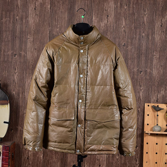 
Men's head layer oil wax lambskin warm and cold-proof stand collar duck down special offer genuine leather leather jacket down jacket jacket