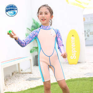 Children's sun protection long-sleeved shorts snorkeling suit girls and boys one-piece swimsuit swimsuit surfing wetsuit 2.5MM