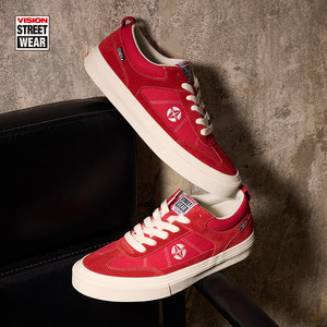 
VISION official CHOPPER pomegranate red retro T-head reverse fur men and women canvas shoes American skateboard shoes