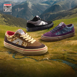 
VISION official STICK animal series low top reverse fur canvas shoes casual sports skateboard shoes multi-color