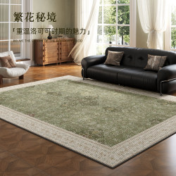 Carpet for Living Room 2025 New Model Mid-Century Style Green Floor Mat French Style Room Washable Wipeable Sofa Bedroom Bedside Rug
