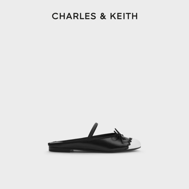 CHARLES/KEITH summer women's shoes CK1-71720069 flat bow color-blocked half-slippers for women
