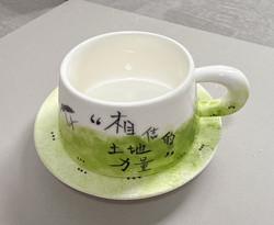Jingdezhen Ceramics Pure Hand-Painted Pure Handmade Underglaze Ten Qintian Coffee Cup Set Gift Ceramics