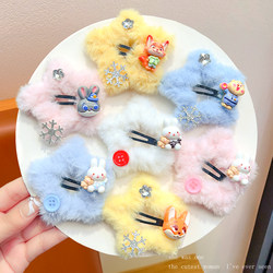 Girls' Five-Pointed Star Hairpin Cartoon Rabbit Police Officer Little Girl Plush Hairpin Bb Clip Children's Side Fringe Hair Clip