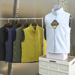 
Windproof and water-proof! Heat-saving velvet! Excellent style! Men's velvet-standing collar casual vest vest for autumn and winter