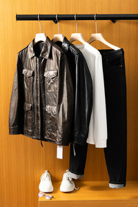 
One-clothes passed down for three generations Spanish Hepburn goatskin high-end hunting suit men's casual lapel leather jacket genuine leather jacket