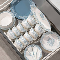 Jingdezhen Bowl and Plate Set for Home Use 2025 New Ceramic Tableware French-Style High-End Bowls, Plates, and Chopsticks for Moving into a New Home