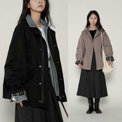 [now] Eightsense Eight Sense 23 Autumn And Winter Thick Heavy Plaid Lining Loose Jacket