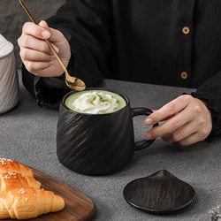 Large Capacity Coffee Mug for Women, Underglaze Color Office Ceramic Water Cup, High Aesthetic Value Home Drinking Cup