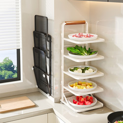 Kitchen Prep Rack, Wall-Mounted Multi-Layer Prep Tray, Household Meal Preparation Multi-Functional Tray, Foldable Storage Rack