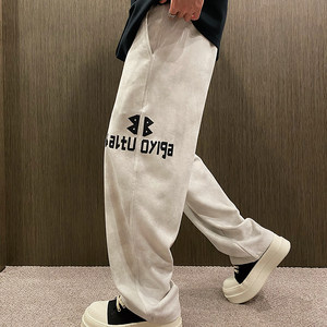 
MXD UGLY American fashion brand letter printing wash straight pants men's spring and summer casual loose elastic waist sports pants